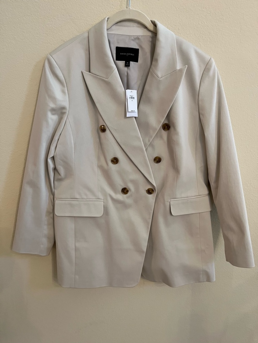 Banana Republic Factory Stretch-Cotton Icon Cream Blazer Office Scandi NWT 18
